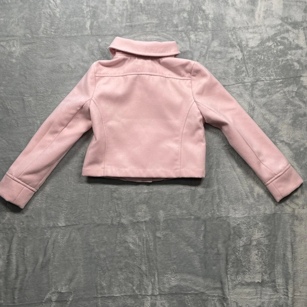 Gymboree Girls Butterfly Garden Pink Moto Jacket Lined Asymmetrical Zip Size M - Picture 2 of 12